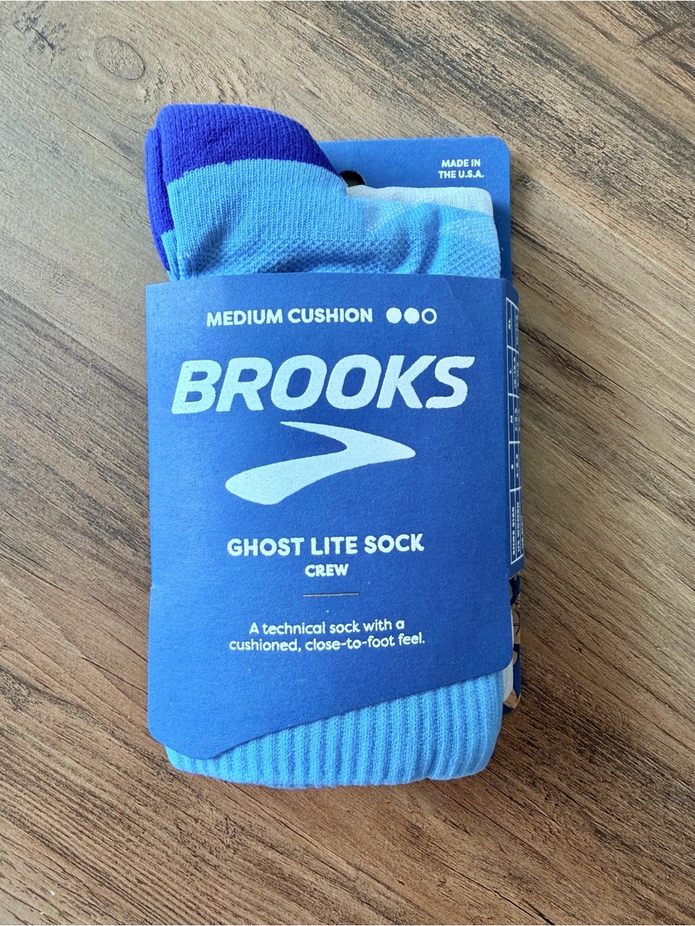 Brooks Ghost Lite Crew Socks in Blue/Navy/White (Size: Small 4-6.5) NEW/UNOPENED